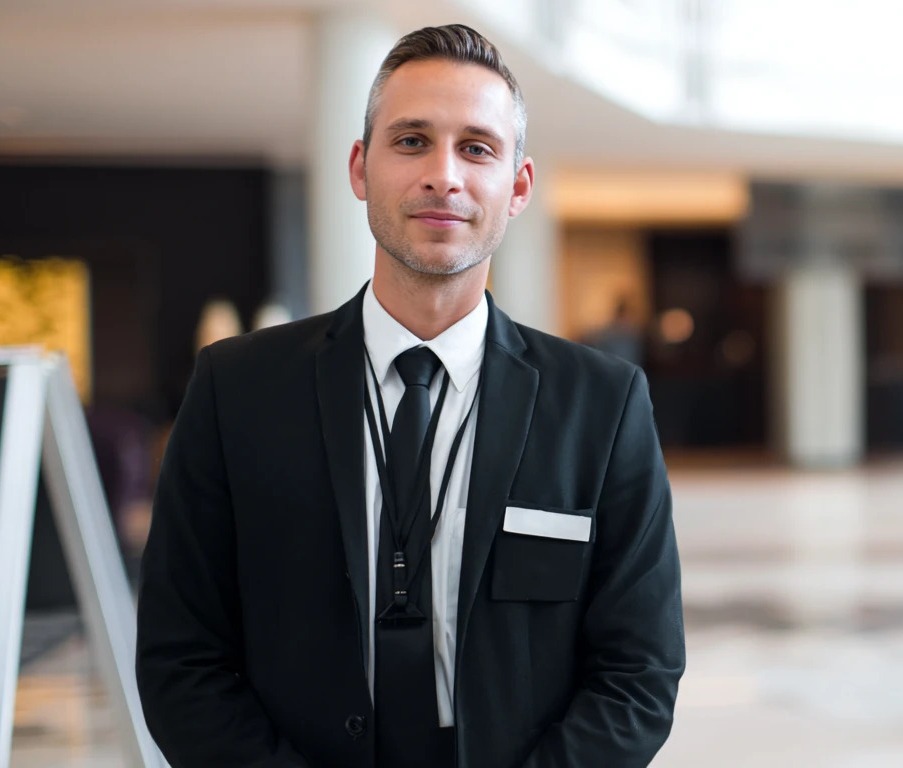 security guard in smart suit